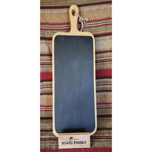 Large Wood Charcuterie‎ Cutting Serving Board W Chalkboard Inset, Eraser, Hanger